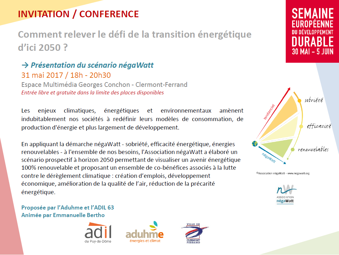 Conférence scénario negawatt semaine du DD 2017